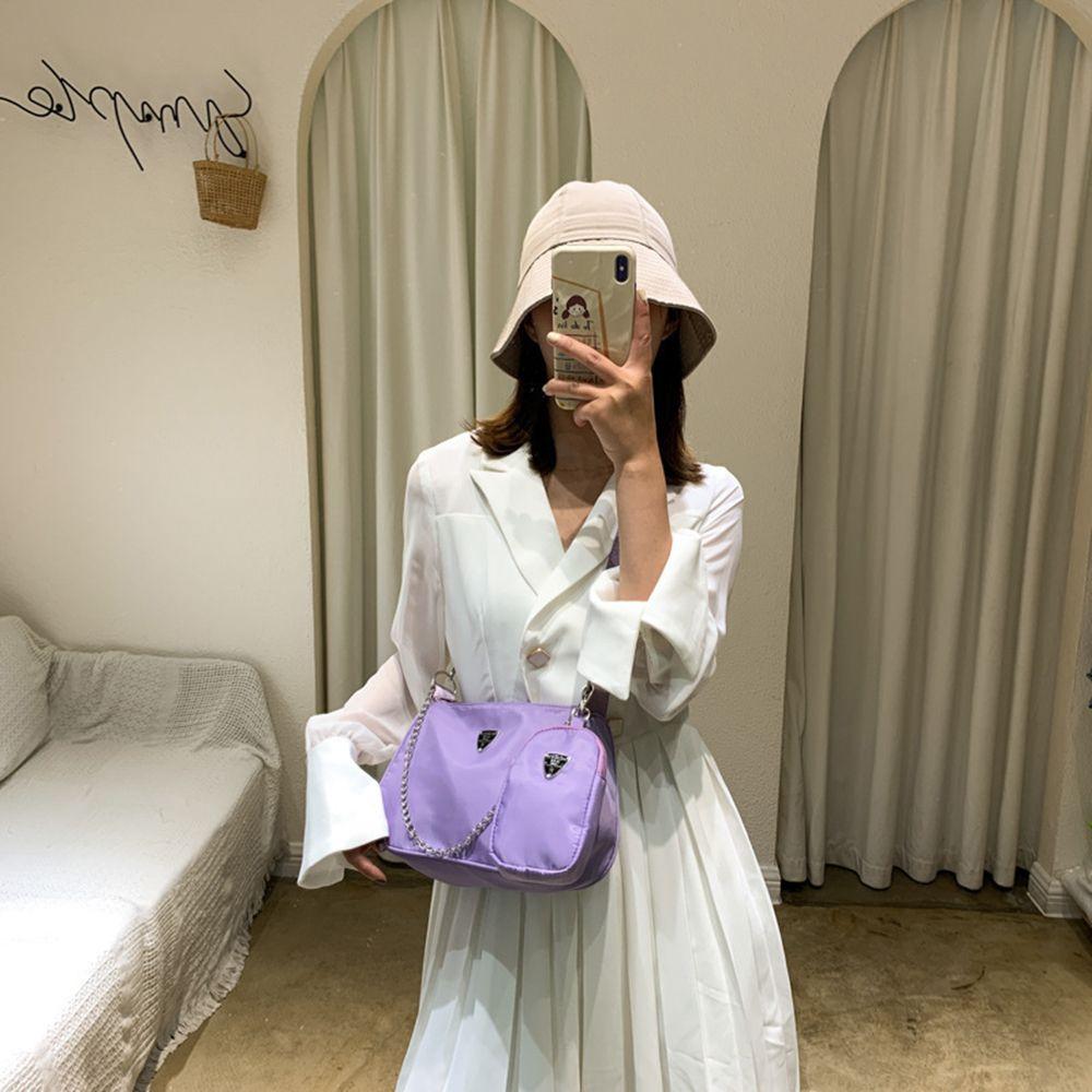 Chain Female Solid color Wide Shoulder Strap Handbag Phone Pocket Single Shoulder Bag Crossbody Bag