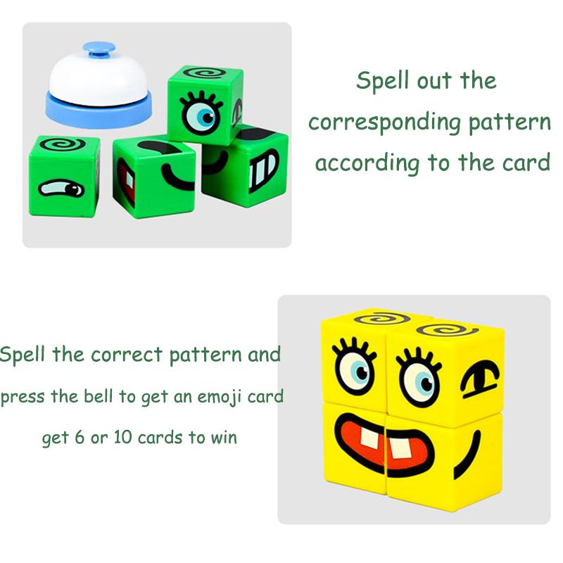 Kids Magic Face Changing Cube Toy Montessori Expressions Building Blocks Matching Puzzles Interactive Board Game Education Toys