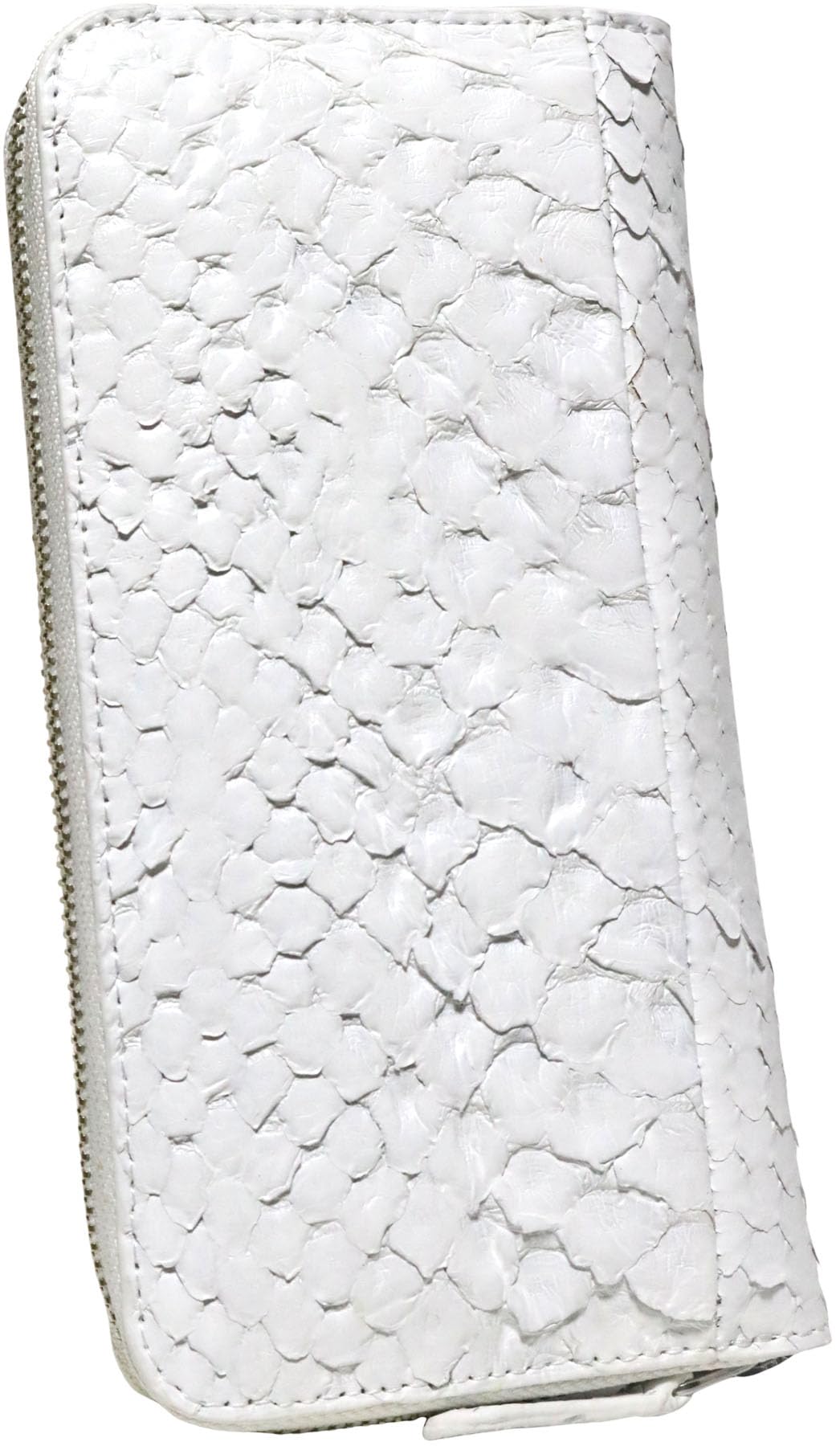 

White Long Wallet for Men and Women Snakeskin Snake Leather Genuine Leather Genuine Leather YKK Men Women Round Zip Round Zipper Long Wallet Large білий