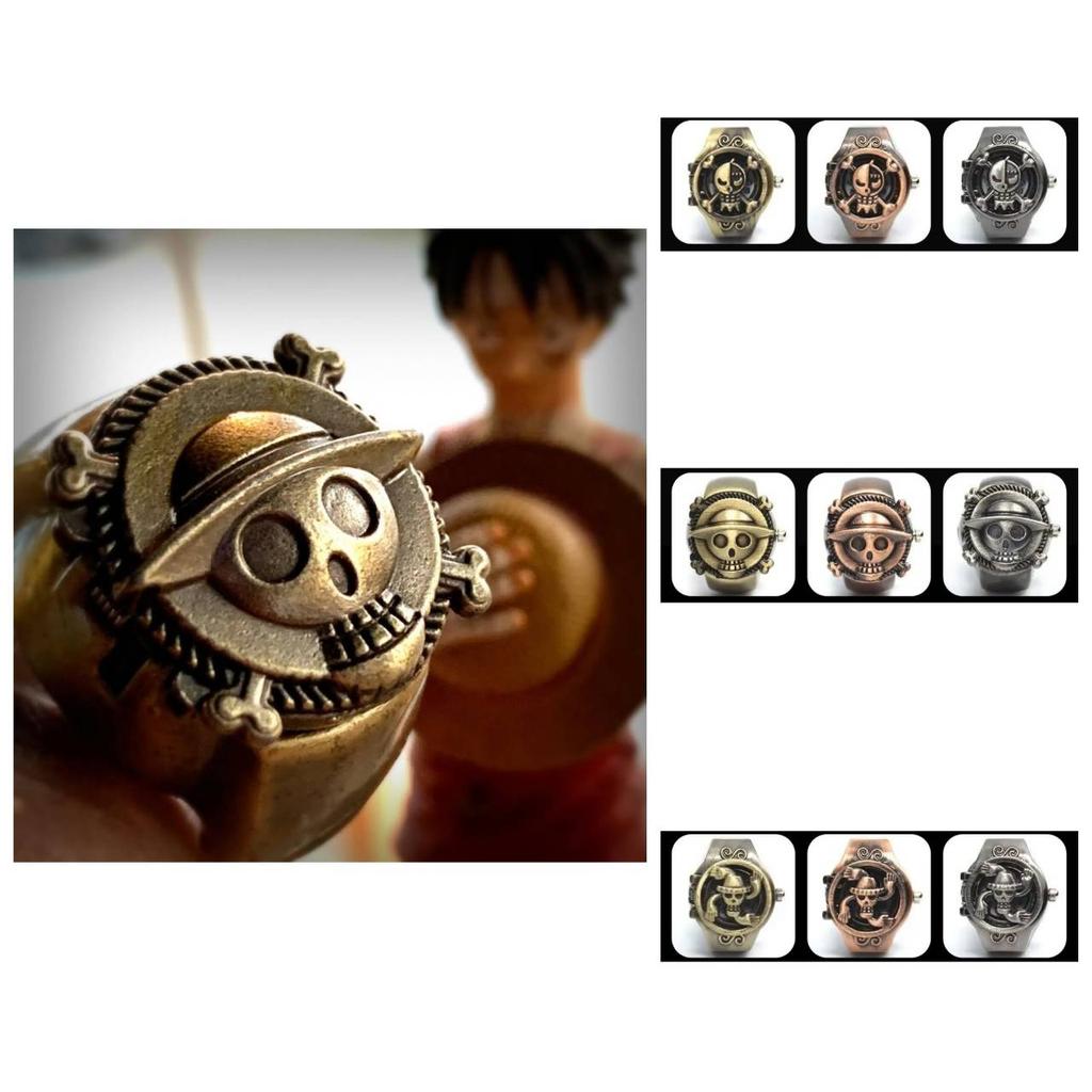 Luffy Franky Robin Pirate Japan Cartoon Animation Kid Finger Ring Watch Quartz Straw Hat Jewelry Gift Adjustable Silver Bronze Copper