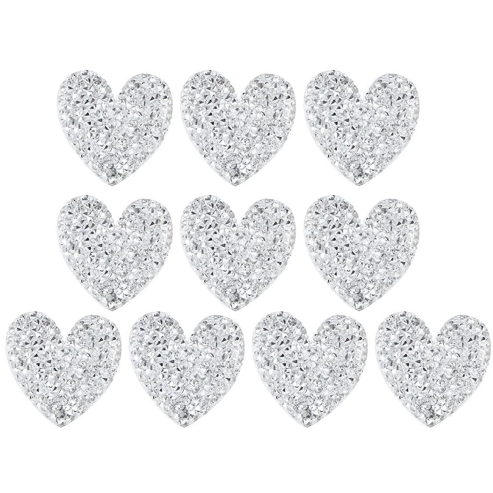 10PCS Hrt Shaped Rhinestones Applique 4cm Hot Fix Rhinestones Clothing Accessories Shoes Decoration