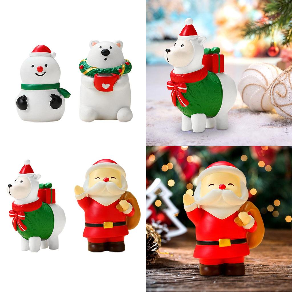 Christmas Tabletop Ornament Resin Figurine Cute Classic Characters Handcrafted Xmas Decor Shelf Sculpture for Holiday Gift