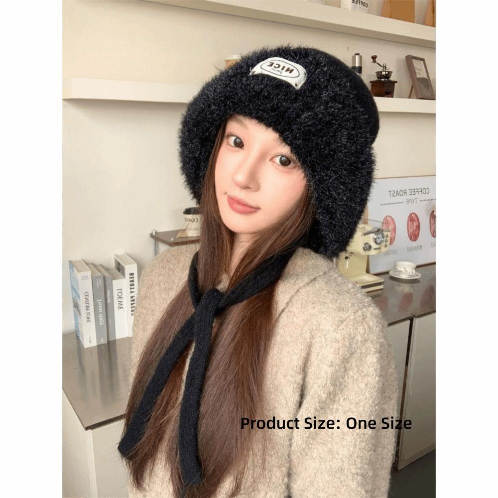 Knit Acrylic Knitted Hat Cold Proof Fluffy Warm Winter Hat Korean Style Ear Flap Hat Winter Season