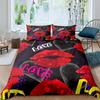 Red Lip King Queen Duvet Cover 3D Mouth Pattern Bedding Set For Adult Couples Lipstick Black Golden 2/3Pcs Polyester Quilt Cover