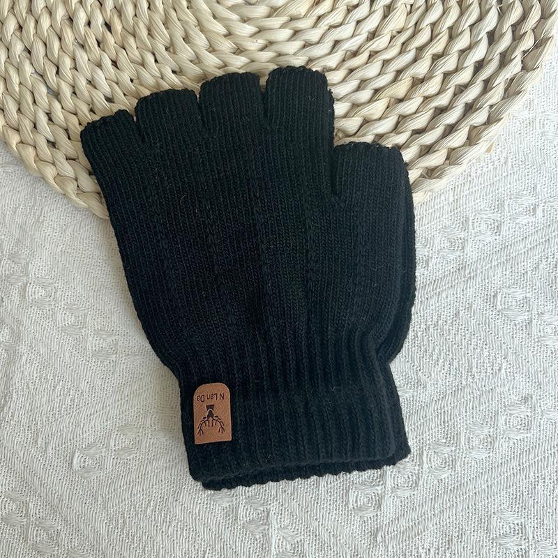 Men's Gloves Solid Color Knitted Wool Gloves Are Cold-proof and Warm In Autumn and Winter, and Can Be Simple and Versatile with Five Fingers