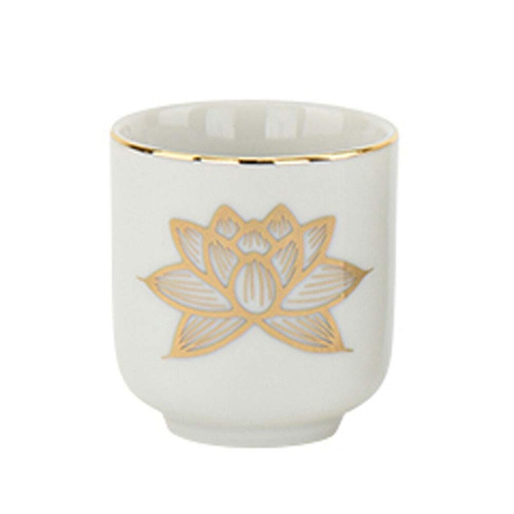 [Hasegawa Buddhist Altars] Buddhist Teacup, White Gold Lotus 1.8 Y