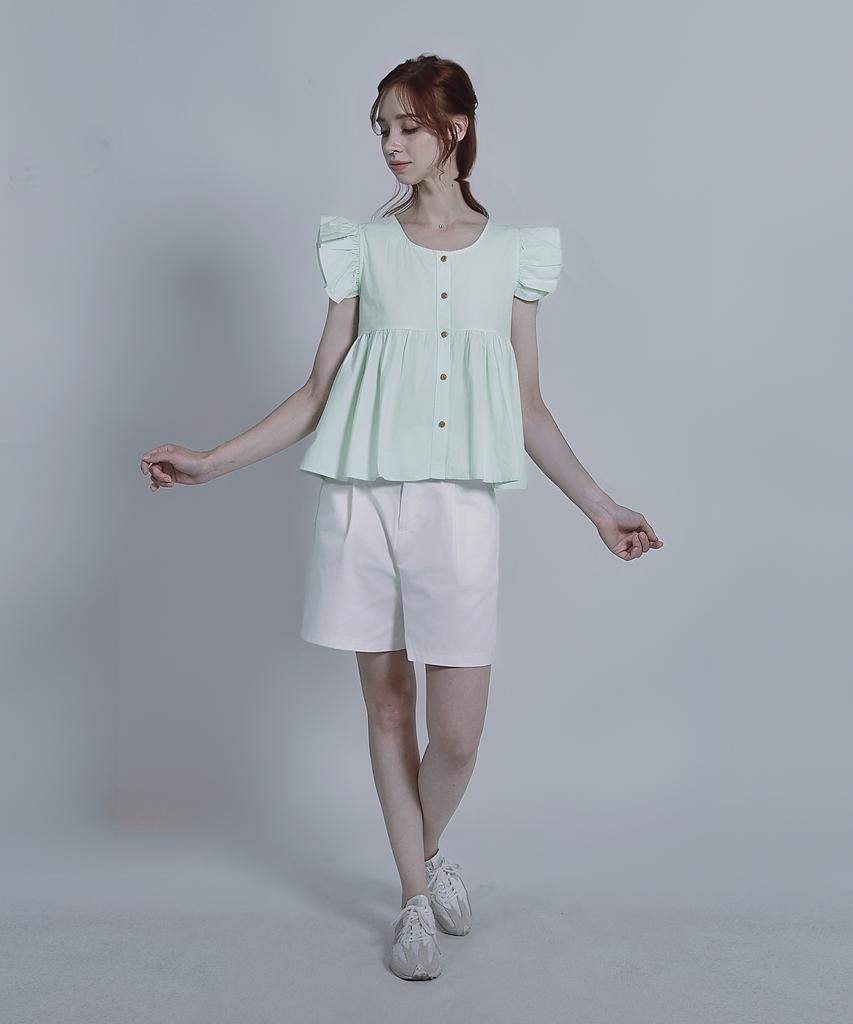 Keulleiseu Shoulder Frill Sleeveless Blouse_Purple