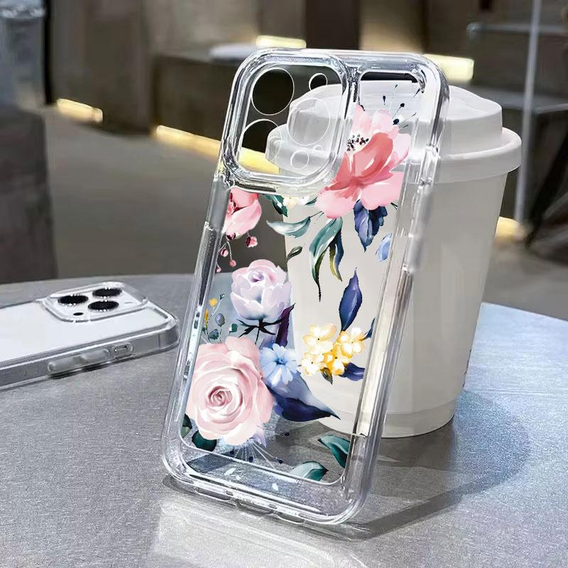 Lotus Flower Transparent Phone Case For iPhone 11 Case iPhone 13 14 12 15 16 Pro Max XR XS X 7 8 Plus SE 2020 Shockproof Cover