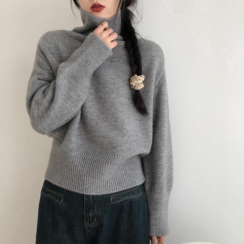High Neck Sweater for Women In Autumn and Winter Soft and Loose Fit High Texture Knit Sweater Thick Top