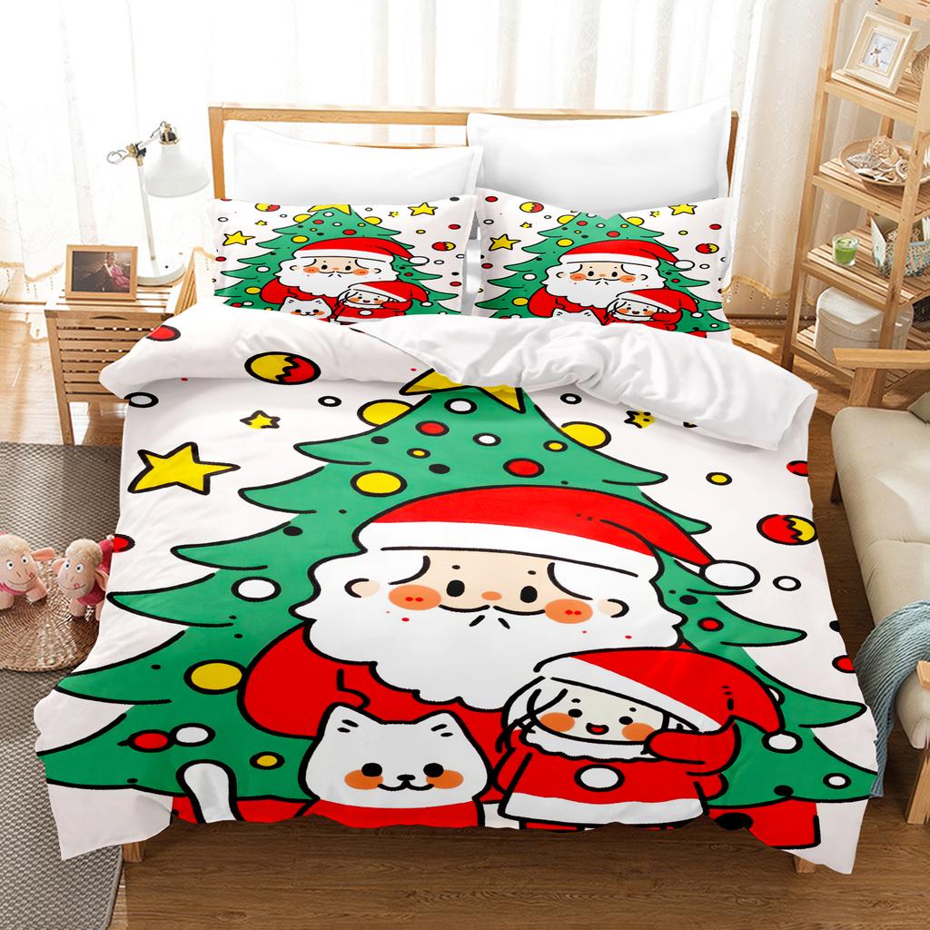 Christmas Bedding Set Duvet Cover Comforte 3D Children'S Cute Printed Cartoon 100% Polyester 3-Piece Set 1 Quilt Cover