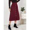 Solid Color High Waisted Buckle Skirt for Women Pure Color High Waist
