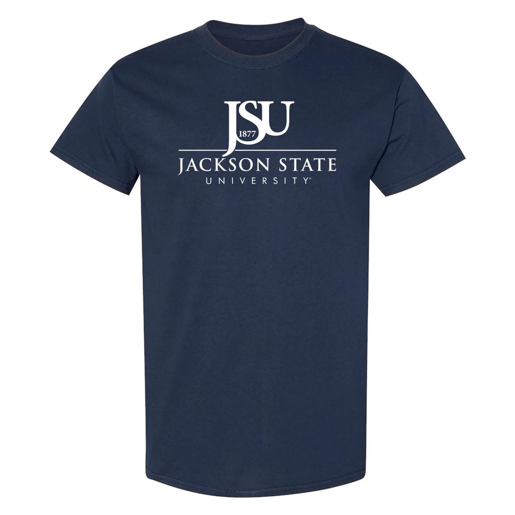 Jackson State Tigers Institutional Logo - NCAA University T Shirt - Navy
