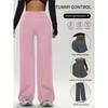 Ladies High-Waisted Wide-Leg Yoga Pants Solid Color Elastic Waistband Comfortable Fabric for Outdoor Fitness