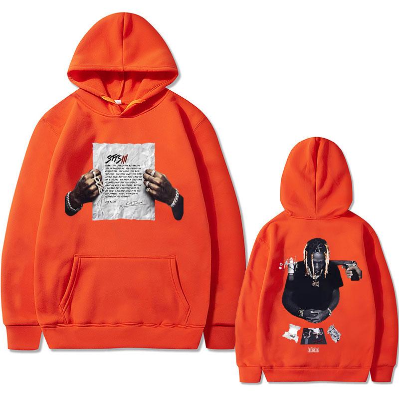 Rapper Lil Durk Doppelseitiger Print Hoodie Herren Cooles Streetwear Herren Hip Hop Mode Sweatshirts Männlich Vintage Übergroße Hoodies