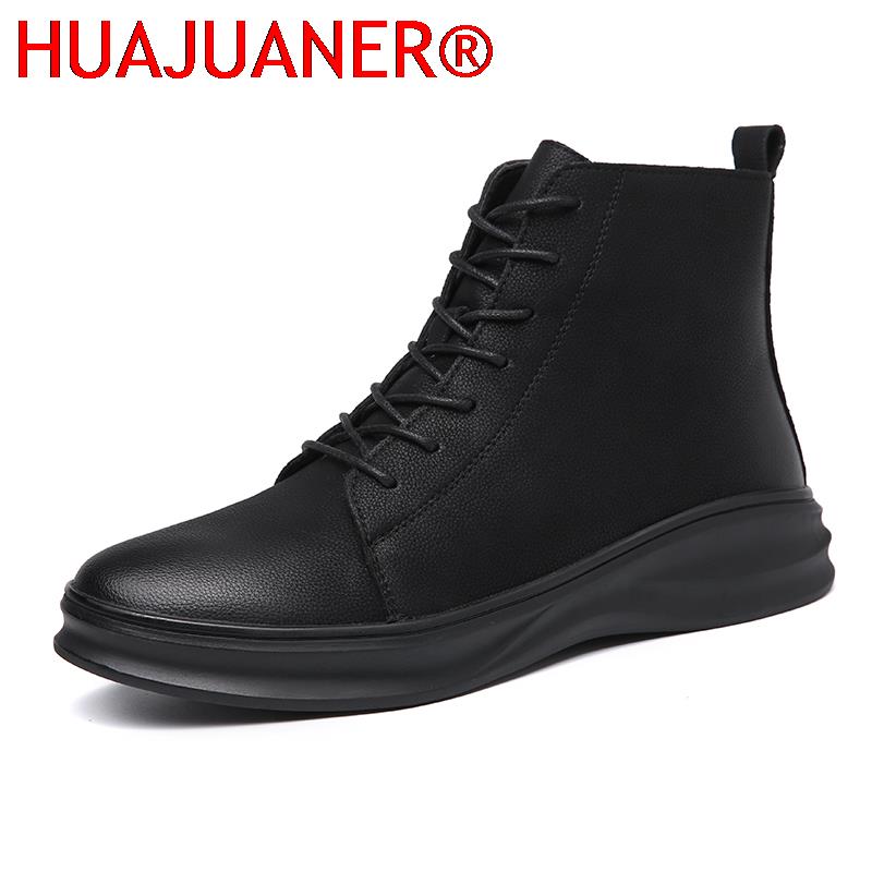 Winter Men's Cotton Boots Cold Resistant Plush Men's Genuine Leather Boots Business Boots Versatile Outdoor High-top Shoes