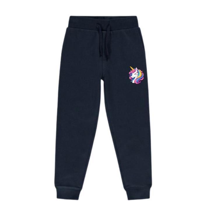 Survêtement Fille Licorne - Sweat à Capuche et Pantalon Bleu Marine Taille 3 à 14 ans - Rose