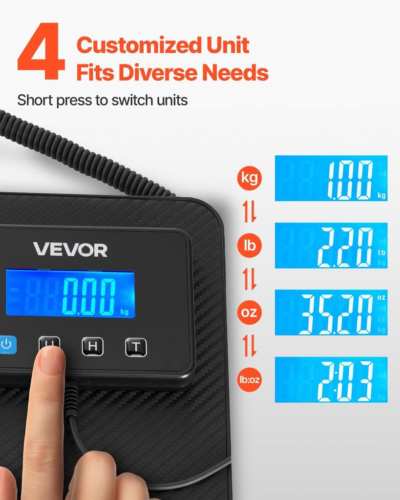 Digital Postal Scale, 10 g/100 g Dual Accuracy, 200 kg Commercial Weight Scale with Hold/Tare Function & LCD Display, Fit for Packages, Postage,