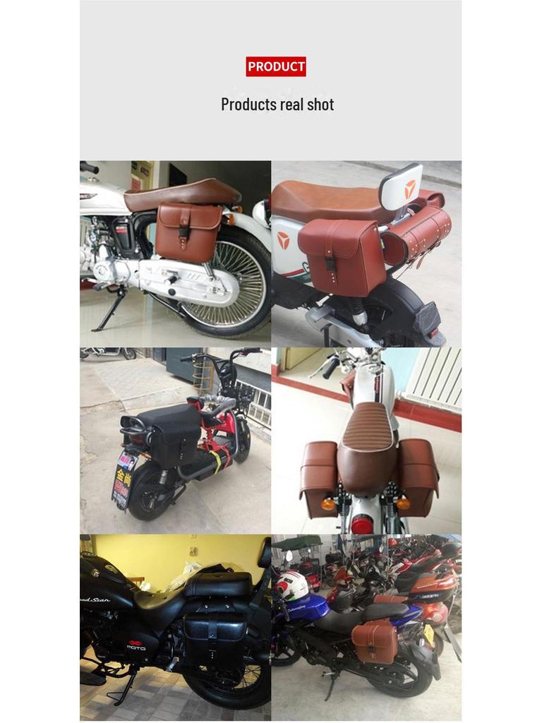 Chinchilla PU Leather Saddle Bag for Motorcycles, Scooters, and Bicycles
