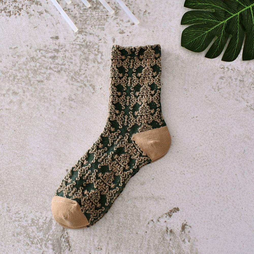 Print Cotton Middle Tube Hosiery Korean Style Socks Girls Jacquard Socks College Style Hosiery