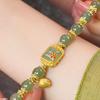 Pulseira com pingente de lótus de jade hetian estilo chinês imitação pulseira vintage com contas para mulheres joias de luxo leves presentes
