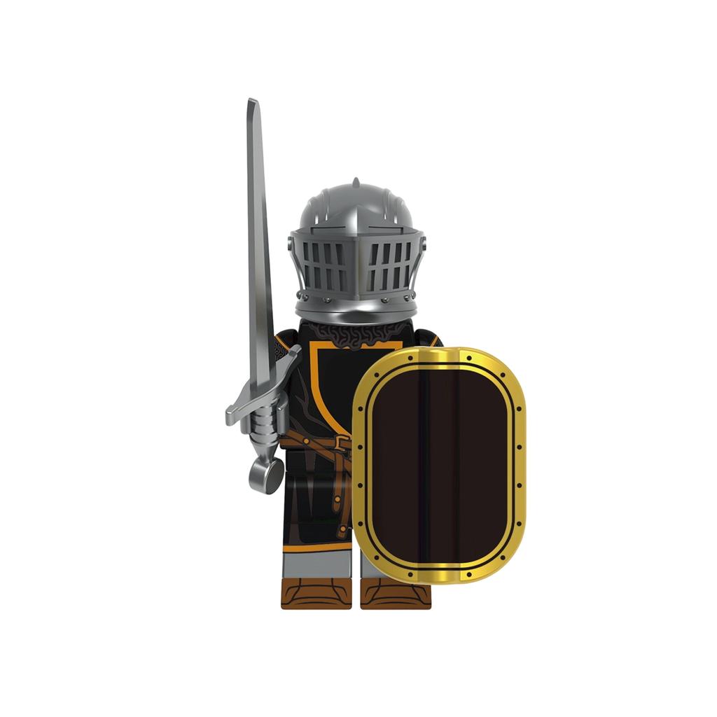 Medieval Knight Assembly Building Block Figure with Sword and Shield Compatible Construction Toy for Creative Play and Collection