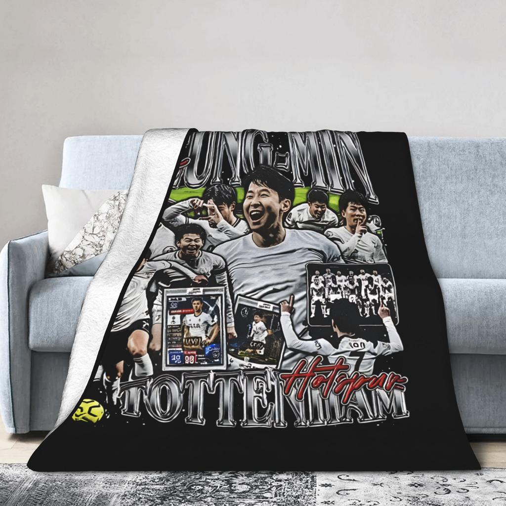 Son Heung-Min Soccer Football Fleece Throw Blankets Number 7 Blanket for Home Bedroom Lightweight Bedroom Quilt