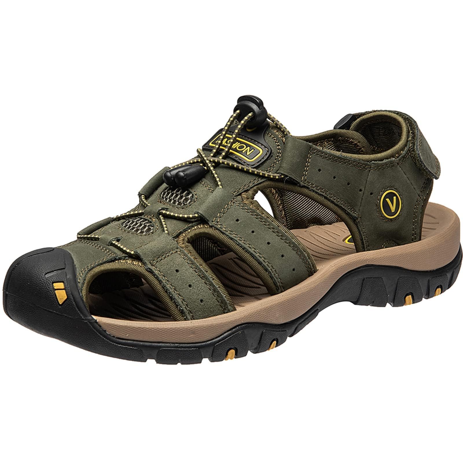 

STRDEOUT Сандалии из натуральной кожи для спорта и активного отдыха, летние сандалии для ходьбы с ремешком для пальцев, армейский зеленый, мужские сандалии, сандалии, сандалии, сандалии, амфибии,