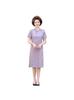 Summer Short-Sleeved Faux Silk Qipao Dress for Middle-Aged and Elderly Women