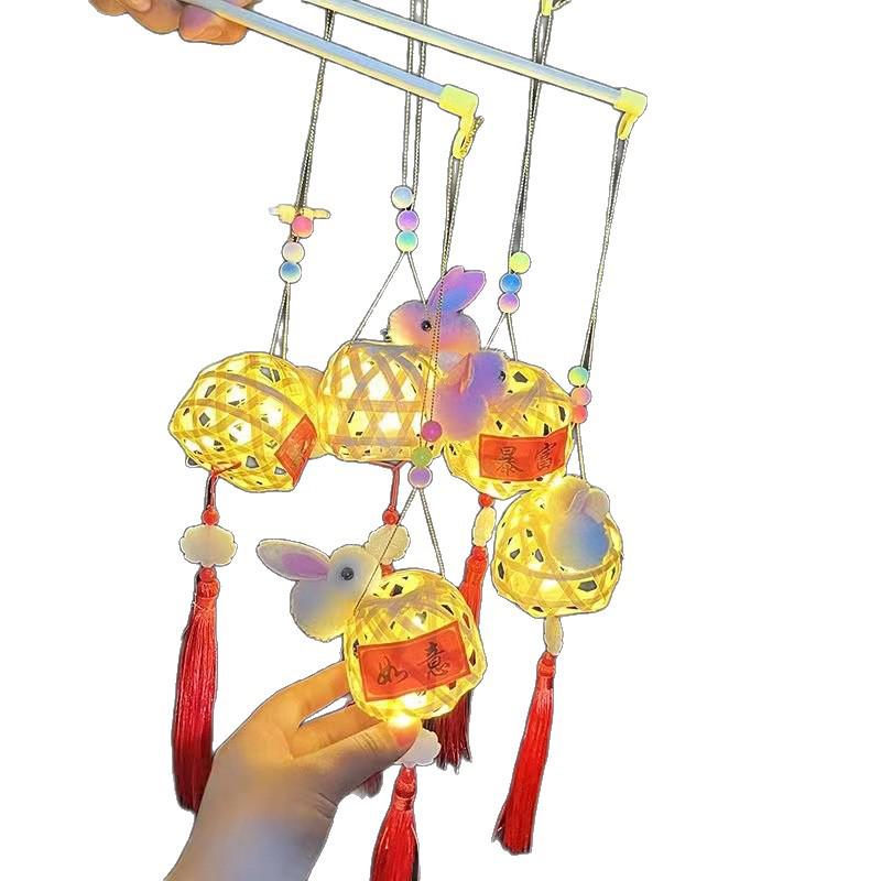 Ancient Style Rabbit Lantern: Bamboo Weaving Luminous Toy for Mid-Autumn & New Year