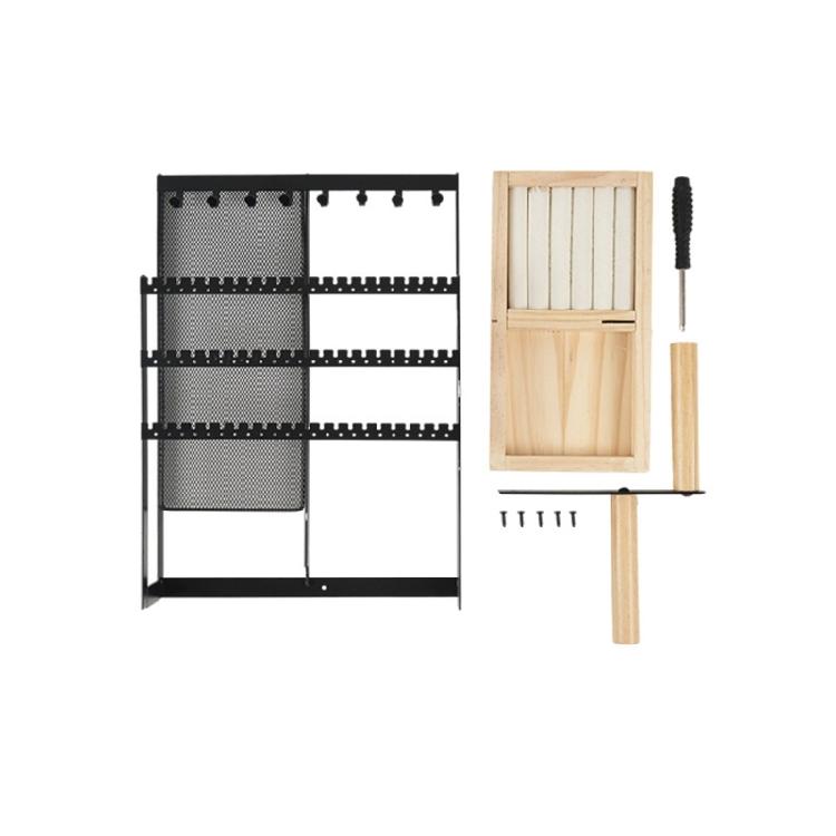 Jewelry Organizers Mesh Grid Design Suitable for Displaying Earrings Necklaces Rings Home or Shop Use Iron Wood Texture