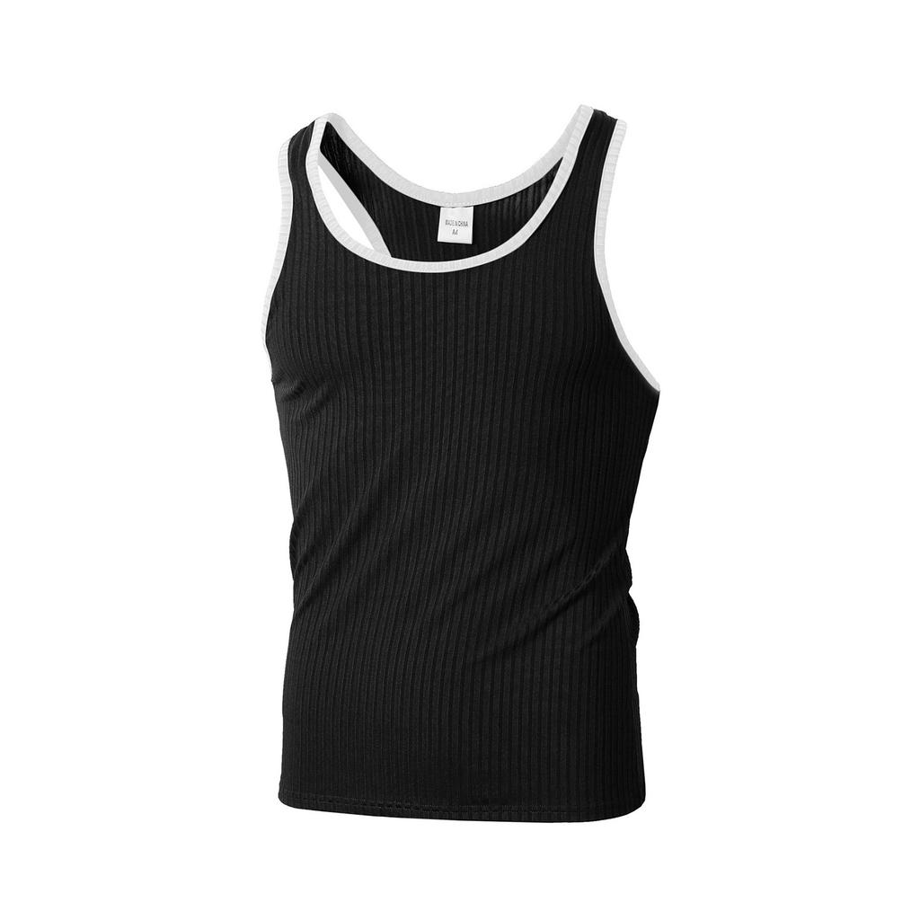 Men's Summer Vertical Stripe Colorblock Wide Shoulder Vest Men's Casual Sports Vest