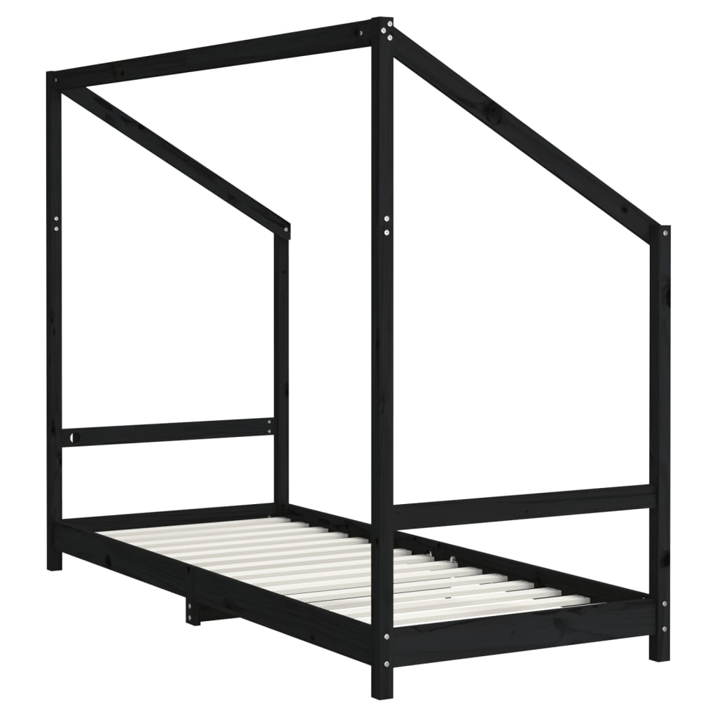 Kids  Bed Black 80 x 200 cm Solid Pine Wood