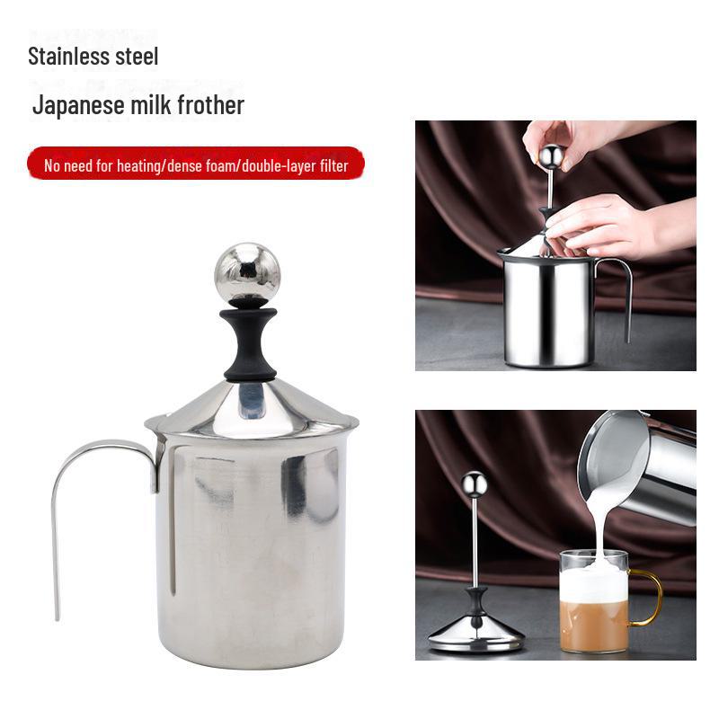 Japanese Style Stainless Steel Double Layer Handheld Milk Frother for Fancy Coffee