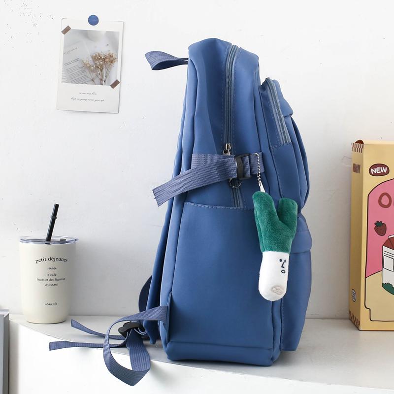 Four-Piece Backpack Set Girls Large Capacity Backpack Solid Color Junior High School Student School Bag