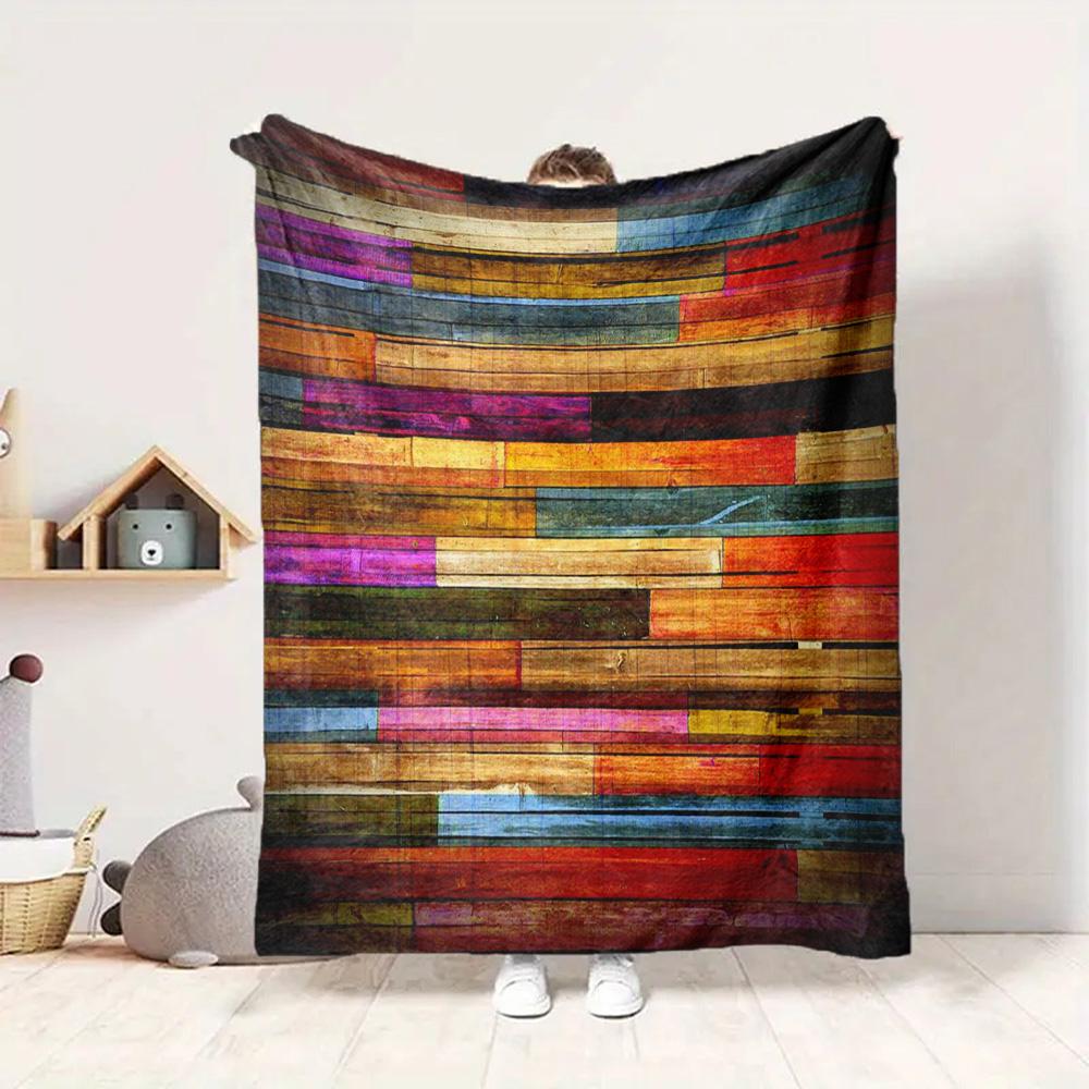 Colorful Wood Flannel Blanket Throw Blanket Soft Warm Sofa Bed Camping Car Home Decor Unique Christmas Gift C930568