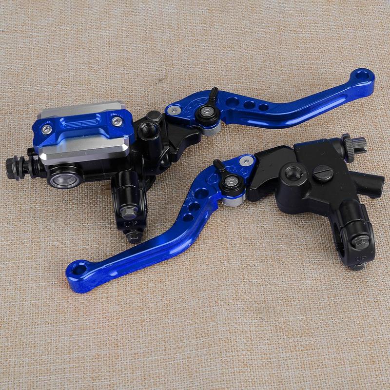 Blue 22mm 7/8" Universal Motorcycle Handlebar Hydraulic Brake Master Cylinder & Clutch Lever Set