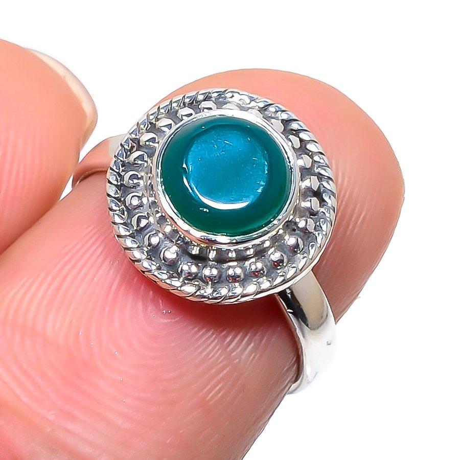 

Natural Green Onex Gemstone Handmade 925 Sterling Silver Jewelry Ring S.6 m2c58