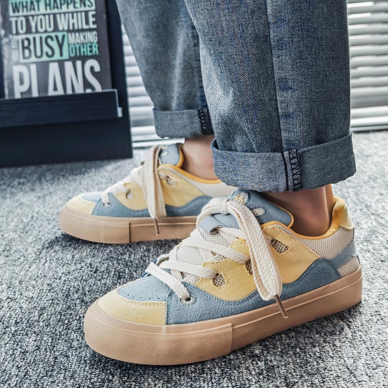 Students Skateboard Sneakers Men Blue Platform Mens Skateboarding Shoes Non Slip Streetwear Casual Sports Shoes Men