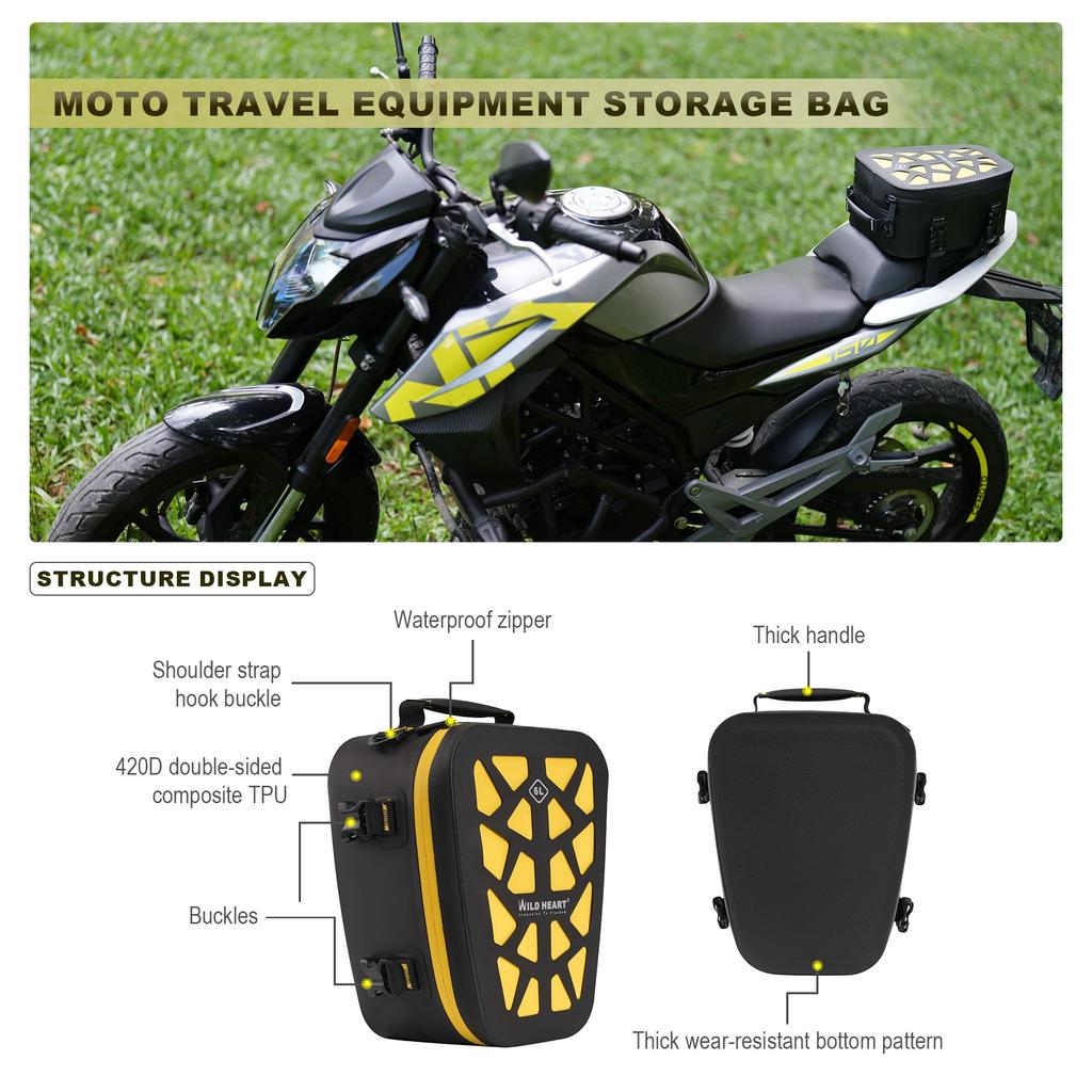 WILD Motorcycle Tail Waterproof Multifunctional Rear Seat Luggage Saddlebag for 6L Hollow Black Bag/Tank Bag, Motorcycles, (6L Yellow)