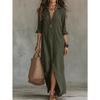 Casual Loose Elegant Women's Dress Boho Solid Color Simple Side Slit Long Sleeve Party Dress Fit Shirt Dress Office Lady Dresses