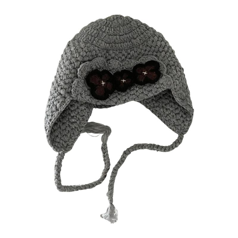 

Unisex Floral Pattern for Outdoor Activity Hat with Beanies Hat Unisex Hat Weaving Skull Caps 2000s серый