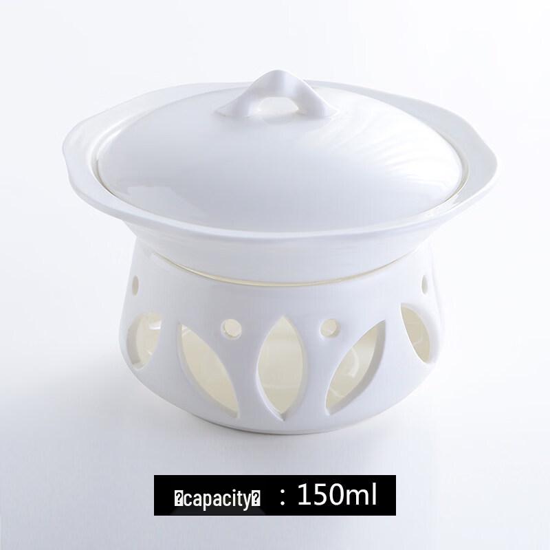 Elegant Ceramic Stew Bowl with Heating Base and Lid