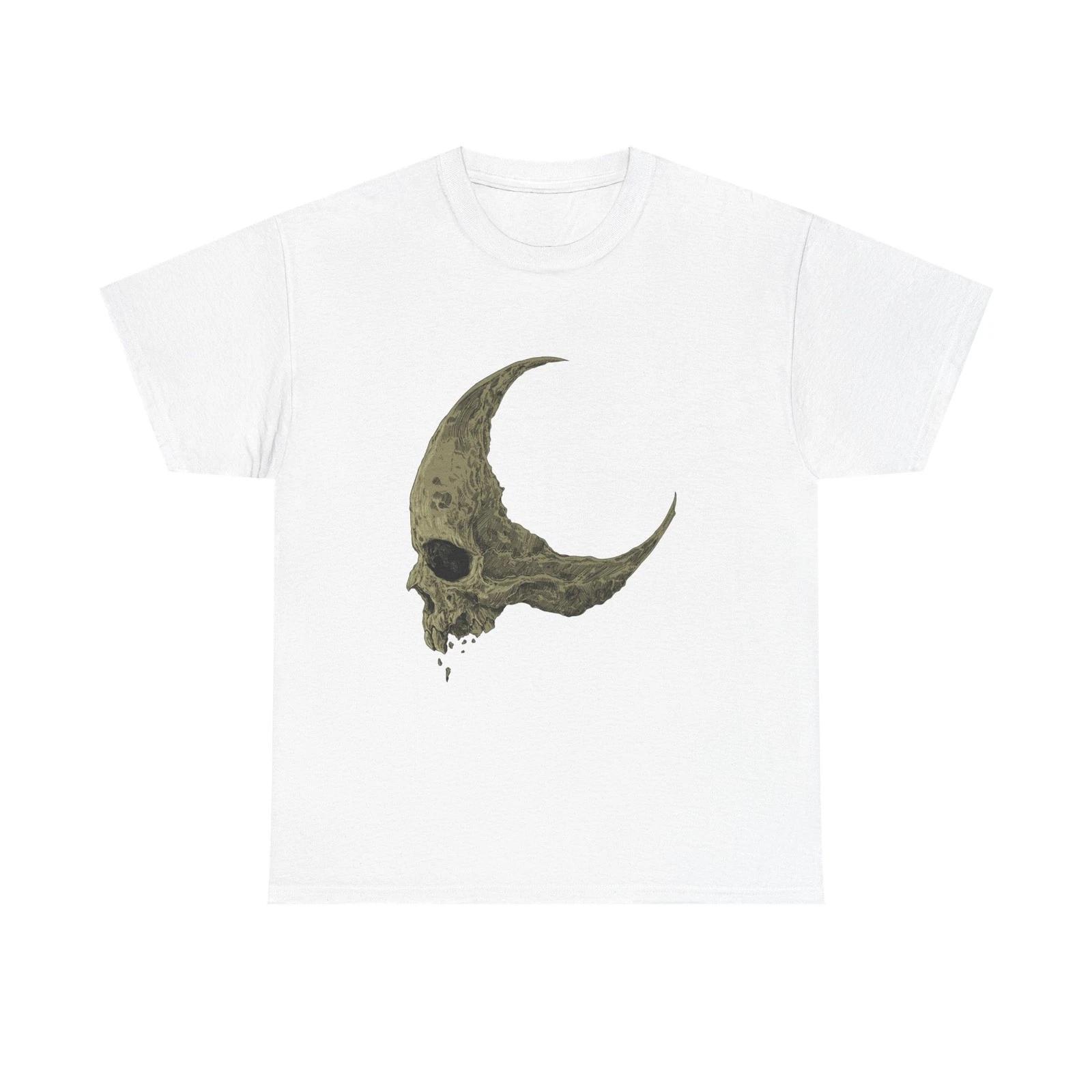 Skull Crescent Moon T-Shirt | Gothic Skull Moon Tee 4XL