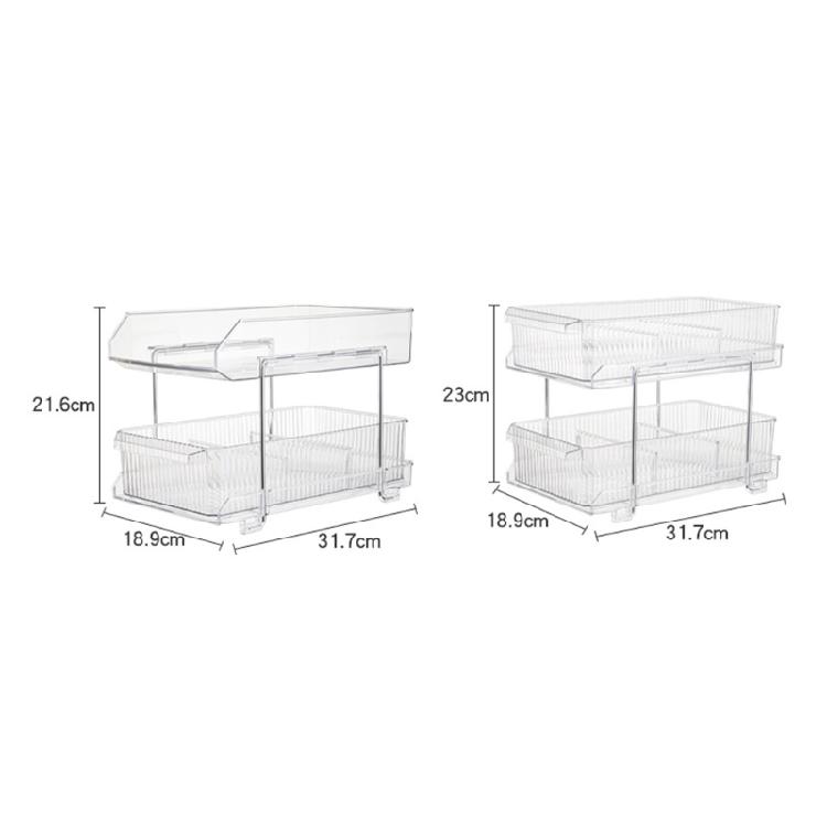 2 Tiers Kitchen Bathroom Storage Rack Under Sink Storage Box Slide Out Clear Storage Container With Dividers Enduring
