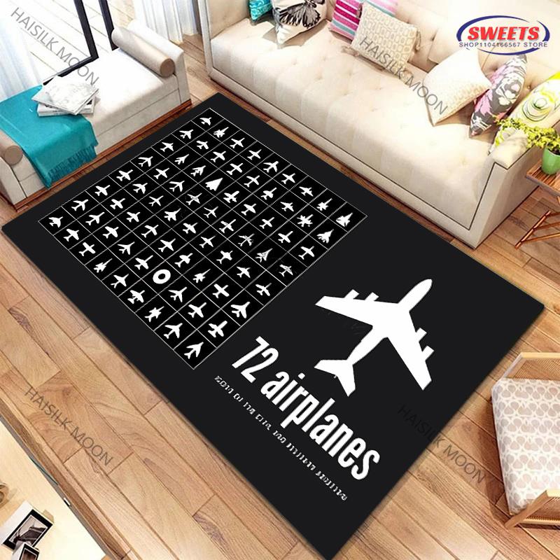 17 Style Airport Landing Strips Top View Aircraft Carpet Rug for Bedroom Living Room Home Sofa Decor, Kids Non-Slip Decor Mats