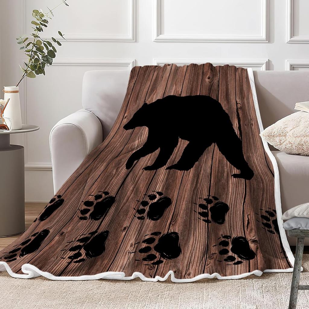 Rustikales Bauernhaus Überwurfdecke Gemütlich Warm Hirsch Bär Sport Fleece Flanell für Sofa Bett Land Holz Jagd Camping Wald Deko