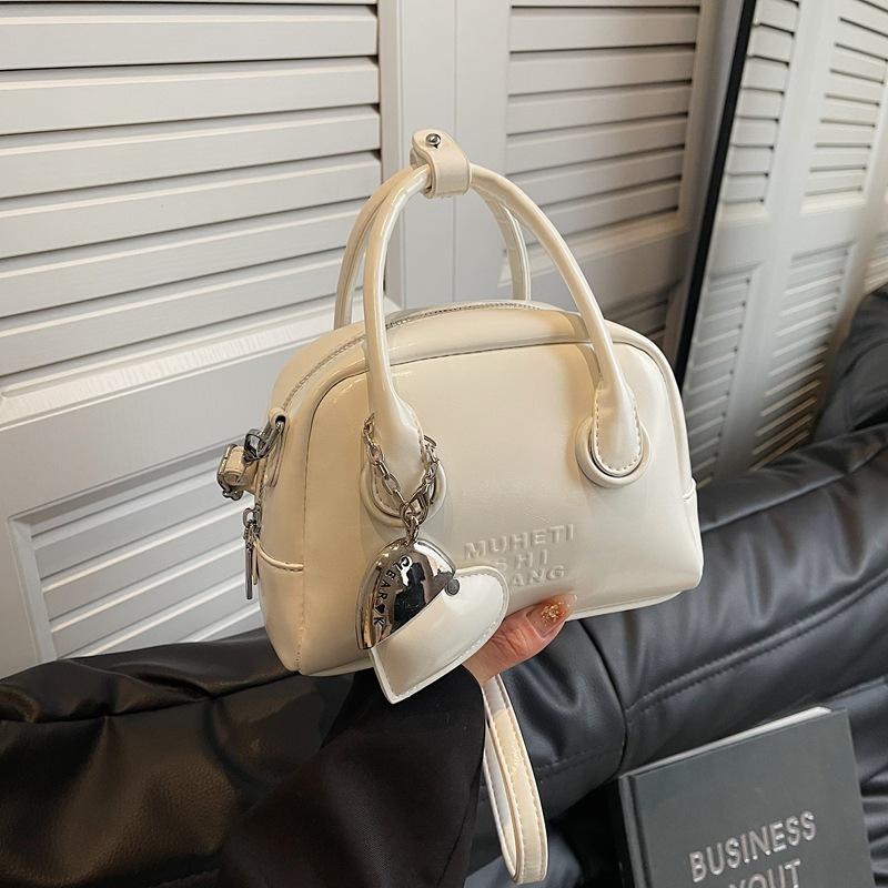 Retro Hand-held Bowling Bag Women's 2025 Spring Korean Fashion Letter Handbag Foreign Style Shoulder Messenger Bag