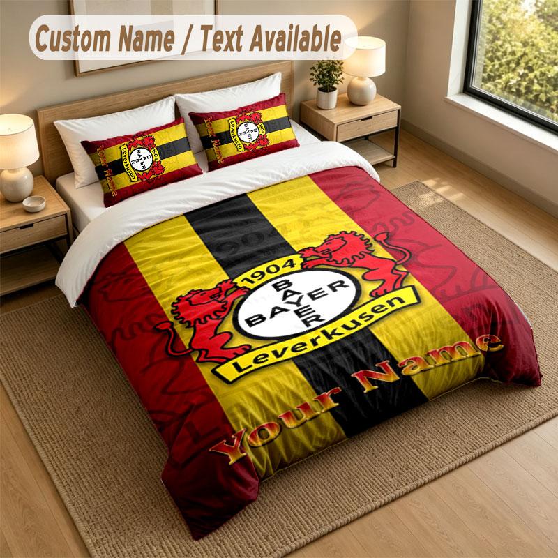 Bettwäsche-Set 1 Bettbezug 2 Kissenbezüge Bayer Leverkusen Fußball-Print Weiche Bettwäsche Schlafzimmer-Dekoration