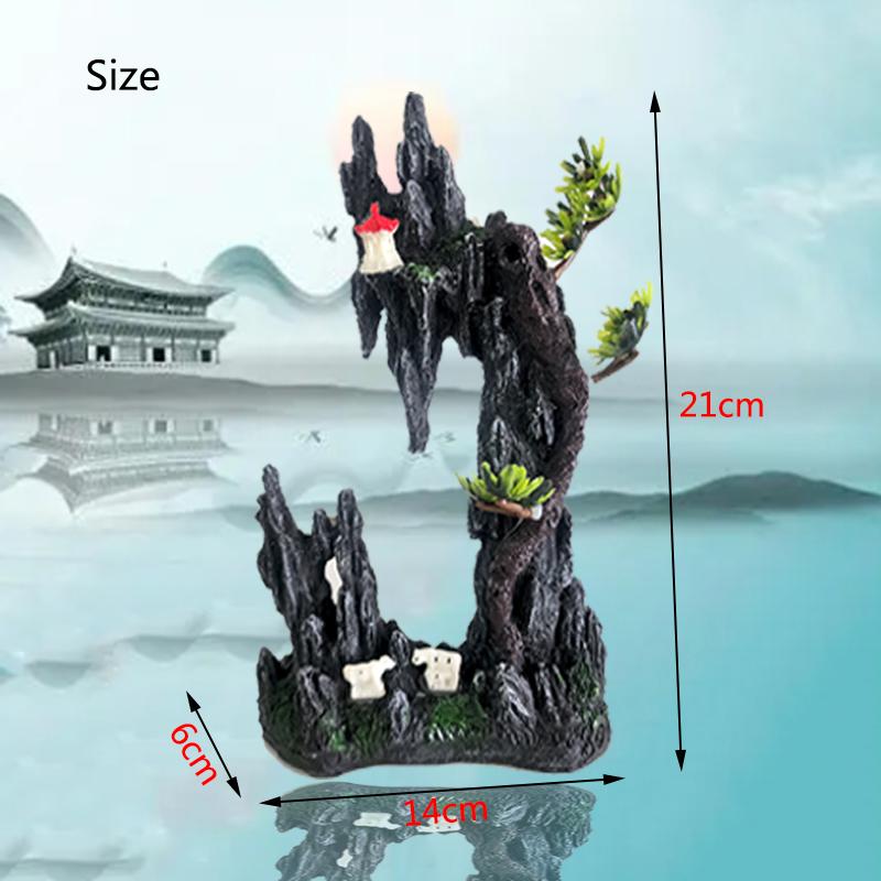 Živicová akváriová skalnatá hora dekorácia umelý výhľad skala jaskyňa kameň strom ozdoba do akvária potreby pre domáce zvieratá domáca dekorácia