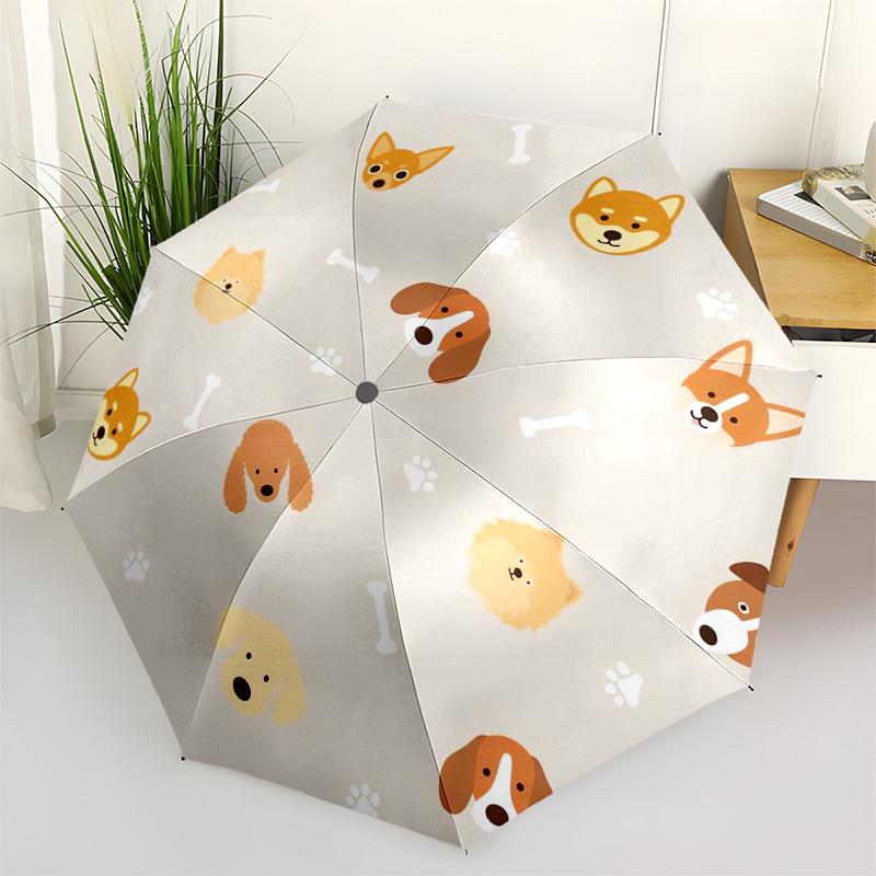 1pc Dog Pattern Umbrella with Plastic Handle,Suitable for All Seasons Umbrellaptys26025